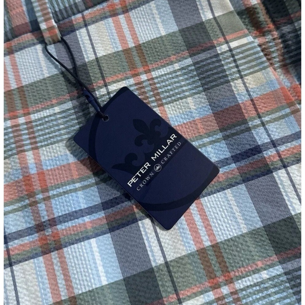 NEW Peter Millar Men's Size 35 Matlock Madras Seersucker Performance Golf Shorts